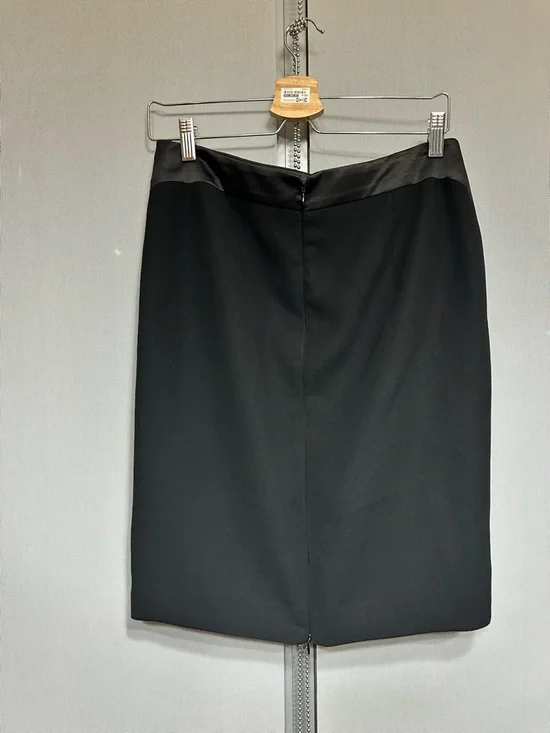 Anne Klein Black Pencil Skirt with Side Panel Satin Detail Office Business Sz 4 - Picture 4 of 9
